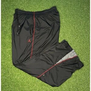 Vintage Air Jordan Track Pants XXL Black‎ Red Elephant Print Ankle Zip Y2K